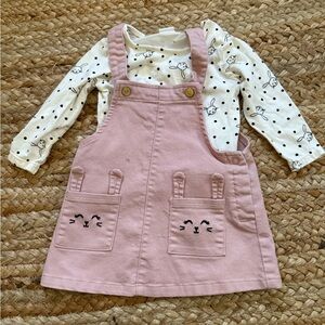 H&M Pink Bunny Dress with Bunny Print Shirt